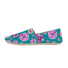 Load image into Gallery viewer, Ti Amo I love you  - Exclusive Brand  - Dark Cyan with Flowers - Casual Flats -  Driving Shoes
