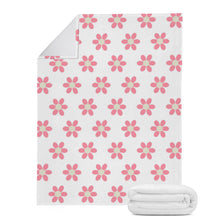 Load image into Gallery viewer, Ti Amo I love you - Exclusive Brand - White with Sweet Pink Daisies - Micro Fleece Blankets
