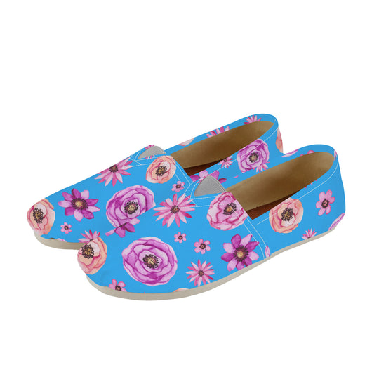 Ti Amo I love you- Exclusive Brand - Sky Blue with Flowers - Casual Flat Driving Shoe