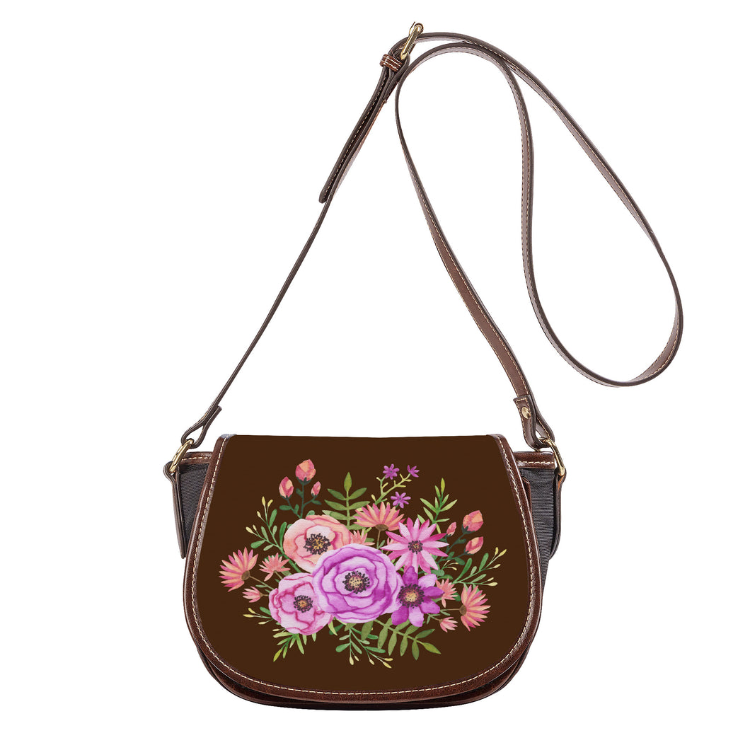 Ti Amo I love you - Exclusive Brand - Pecan - Floral Bouquet - Saddle Bag