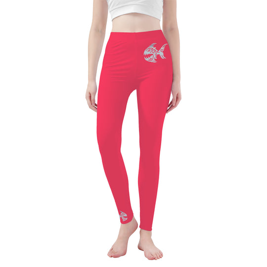 Ti Amo I love you - Exclusive Brand  - Radical Red - Angry Fish  - Womens / Teen Girls  / Womens Plus Size  - Yoga Leggings - Sizes XS-3XL