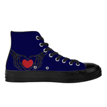 Load image into Gallery viewer, Ti Amo I love you - Exclusive Brand - Stratos - Skeleton Hands with Heart - High Top Canvas Shoes - Black  Soles
