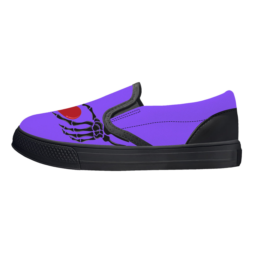 Ti Amo I love you - Exclusive Brand  - Light Purple - Skeleton Hands with Heart - Kids Slip-on shoes - Black Soles