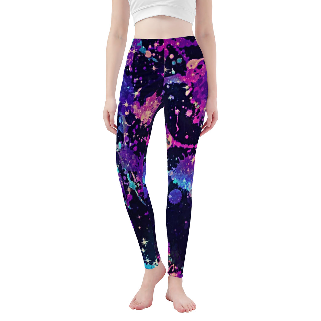 Ti Amo I love you - Exclusive Brand - Black Neon Splatter - Womens / Teen Girls / Womens Plus Size - Yoga Leggings - Sizes XS-3XL