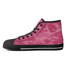 Load image into Gallery viewer, Ti Amo I love you - Exclusive Brand - Pink/ Hot Pink Camouflage - High-Top Canvas Shoes - Black
