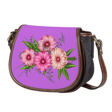 Load image into Gallery viewer, Ti Amo I love you - Exclusive Brand - Lavender - Pink Floral - Saddle Bag
