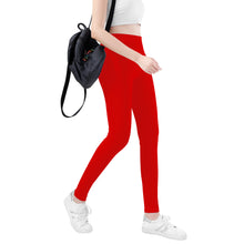 Load image into Gallery viewer, Ti Amo I love you - Exclusive Brand  - Electric Red -  White Daisy -  Yoga Leggings
