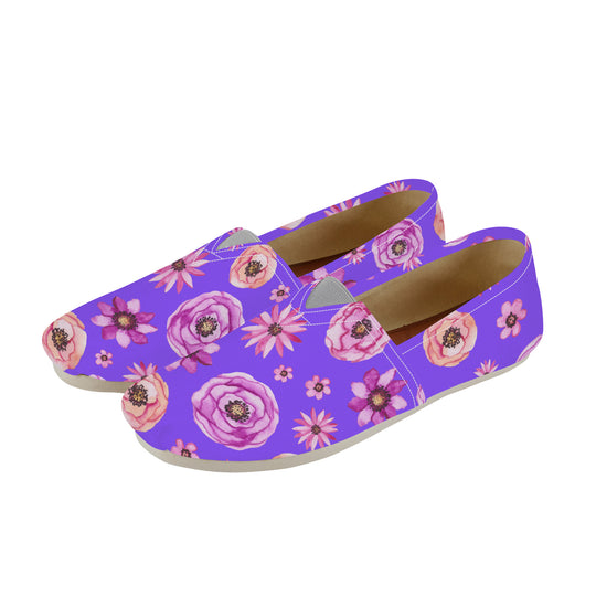 Ti Amo I love you  - Exclusive Brand  -  Light Violet with Flowers - Womens Casual Flats -  Ladies Driving Shoes