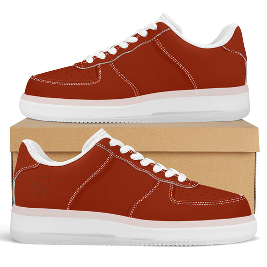 Ti Amo I love you - Exclusive Brand  - Dark Red 2 - Transparent Low Top Air Force Leather Shoes