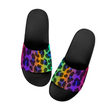 Load image into Gallery viewer, Ti Amo I love you  - Exclusive Brand - Rainbow Animal Pattern - Womens / Childrens  / Youth  - Slide Sandals - Black Soles
