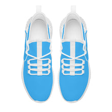 Load image into Gallery viewer, Ti Amo I love you - Exclusive Brand  - Medium Cyan Blue - Double Heart - Womens Mesh Knit Shoes - White Soles
