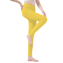 Load image into Gallery viewer, Ti Amo I love you - Exclusive Brand   - Mustard Yellow - White Daisy -  Yoga Leggings
