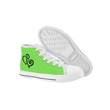 Load image into Gallery viewer, Ti Amo I love you - Exclusive Brand - Pastel Green - Double Black Heart - Kids High Top Canvas Shoes
