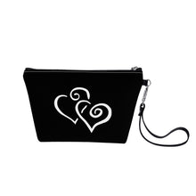 Load image into Gallery viewer, Ti Amo I love you- Exclusive Brand  - Black - Double White Heart - Sling Cosmetic Bag
