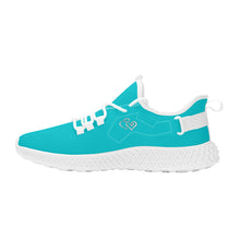 Load image into Gallery viewer, Ti Amo I love you - Exclusive Brand  - Vivid Cyan (Robin&#39;s Egg Blue)-  Double Heart - Womens Mesh Knit Shoes - White Soles
