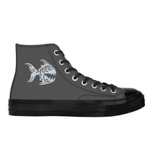 Load image into Gallery viewer, Ti Amo I love you - Exclusive Brand - Davy&#39;s Grey - Angry Fish - High Top Canvas Shoes - Black  Soles
