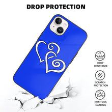 Load image into Gallery viewer, Ti Amo I love you - Exclusive Brand  - Blue Blue Eyes  - Double White Heart  - iPhone 14 Glass Case (2 cameras)
