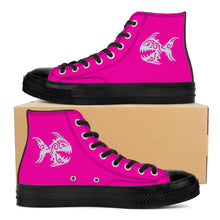 Load image into Gallery viewer, Ti Amo I love you - Exclusive Brand  - Hollywood Cerise - Angry Fish - High Top Canvas Shoes - Black  Soles
