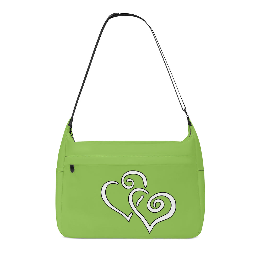 Ti Amo I love you - Exclusive Brand - Light Cadmium Green - Double White Heart - Journey Computer Shoulder Bag