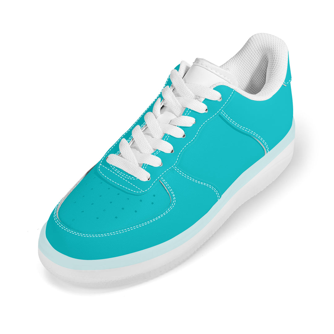 Ti Amo I love you - Exclusive Brand  - Vivid Cyan (Robin's Egg Blue) Transparent Low Top Air Force Leather Shoes