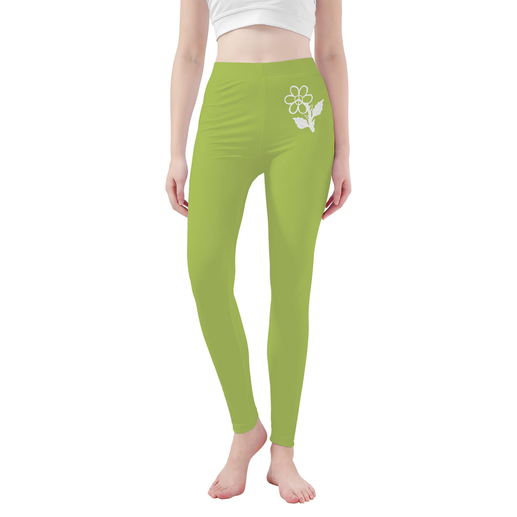 Ti Amo I love you - Exclusive Brand  - Celery -  White Daisy -  Yoga Leggings