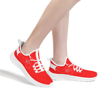 Load image into Gallery viewer, Ti Amo I love you - Exclusive Brand  - Red -  Double Heart - Womens Mesh Knit Shoes - White Soles
