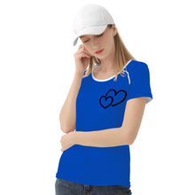 Load image into Gallery viewer, Ti Amo I love you - Exclusive Brand  - Cobalt Blue - Double Black Heart -  Women&#39;s T shirt
