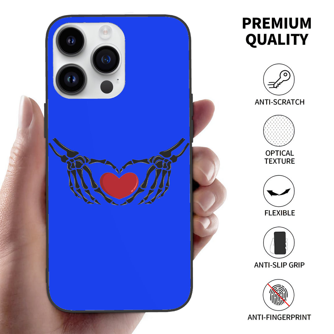 Ti Amo I love you - Exclusive Brand - Blue Blue Eyes - Skeleton Hands with Heart - Apple 14 PC Phone Case (3 cameras)