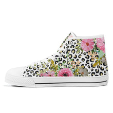 Load image into Gallery viewer, Ti Amo I love you  - Exclusive Brand  - Leopard &amp; Flowers - High-Top Canvas Shoes - White
