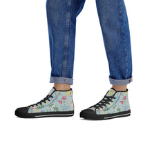 Load image into Gallery viewer, Ti Amo I love you - Exclusive Brand - Jungle Mist with Flowers - High-Top Canvas Shoes - Black
