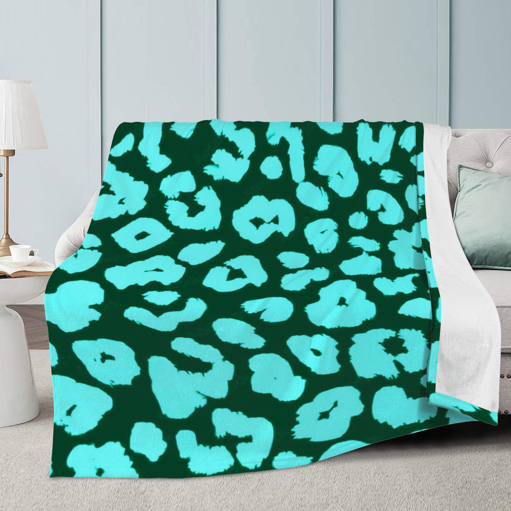 Ti Amo I love you - Exclusive Brand - Kaitoke Green & Aquamarine Animal Print - Micro Fleece Blankets
