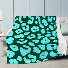 Load image into Gallery viewer, Ti Amo I love you - Exclusive Brand - Kaitoke Green &amp; Aquamarine Animal Print - Micro Fleece Blankets
