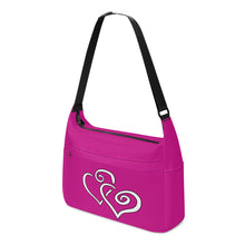 Load image into Gallery viewer, Ti Amo I love you - Exclusive Brand - Medium Violet-red - Double White Heart - Journey Computer Shoulder Bag
