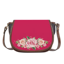 Load image into Gallery viewer, Ti Amo I love you - Exclusive Brand - Cerise Red 2 - Roses - Saddle Bag
