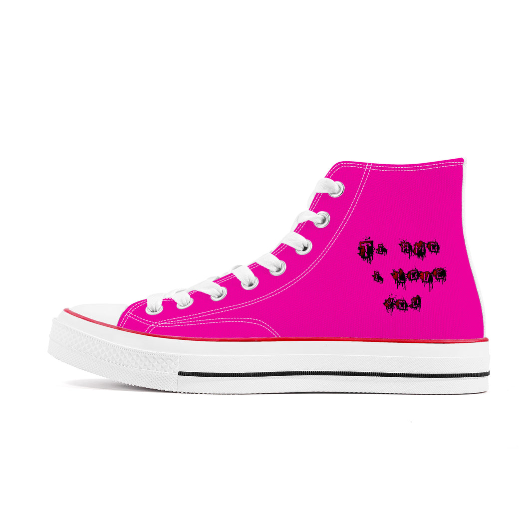 Ti Amo I love you - Exclusive Brand - Hollywood Cerise - Lettering - High Top Canvas Shoes - White Soles