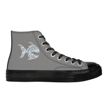 Load image into Gallery viewer, Ti Amo I love you - Exclusive Brand  - Natural Gray- Angry Fish - High Top Canvas Shoes - Black  Soles
