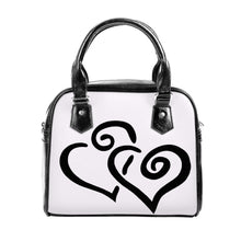 Load image into Gallery viewer, Ti Amo I love you - Exclusive Brand - White Pointer - Double Black Heart -  Shoulder Handbag
