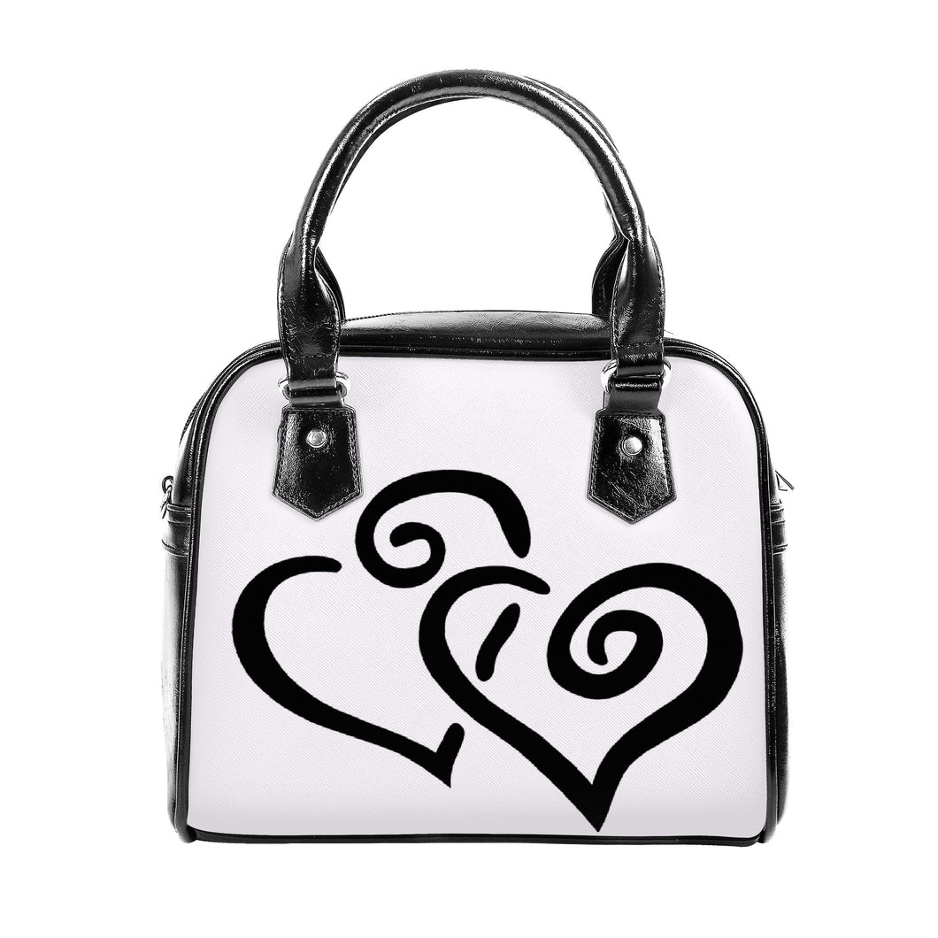 Ti Amo I love you - Exclusive Brand - White Pointer - Double Black Heart -  Shoulder Handbag