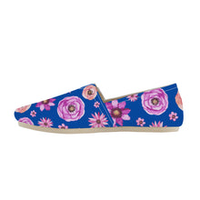 Load image into Gallery viewer, Ti Amo I love you  - Exclusive Brand  - Cobalt Blue with Flowers - Casual Flat Driving Shoe
