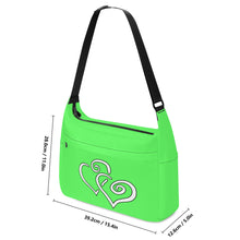 Load image into Gallery viewer, Ti Amo I love you - Exclusive Brand - Screamin&#39; Green - Double White Heart - Journey Computer Shoulder Bag
