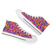 Load image into Gallery viewer, Ti Amo I love you - Exclusive Brand - Rainbow  - High-Top Canvas Shoes With Customized Tongue - White
