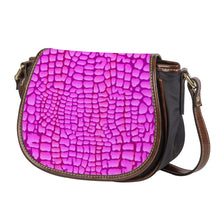 Load image into Gallery viewer, Ti Amo I love you - Exclusive Brand - Pink Flamingo Reptile Skin Pattern - Saddle Bag
