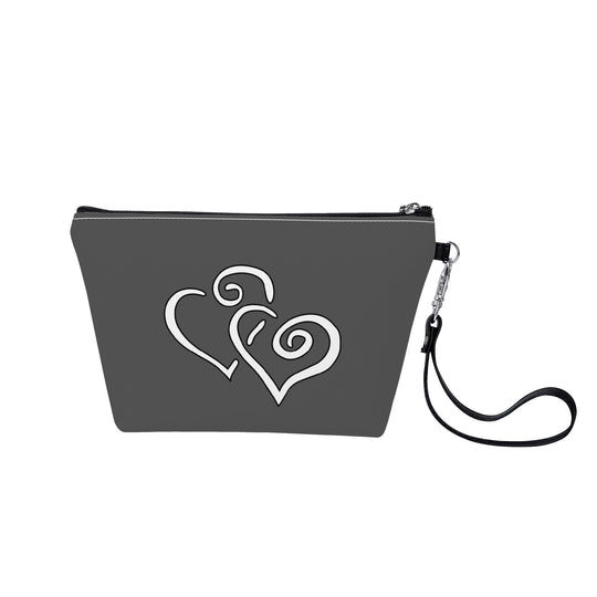 Ti Amo I love you- Exclusive Brand  - Davy's Grey - Double White Heart - Sling Cosmetic Bag