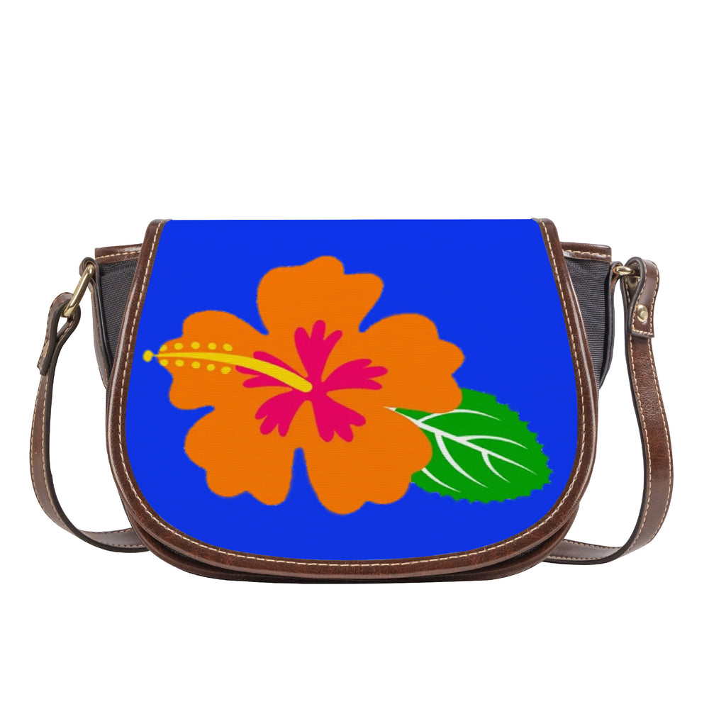 Ti Amo I love you - Exclusive Brand - Blue Blue Eyes - Hawaiian Flower - Saddle Bag