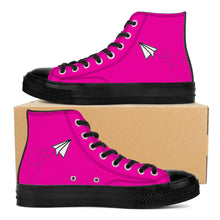 Load image into Gallery viewer, Ti Amo I love you - Exclusive Brand - Hollywood Cerise - Paper Airplane - High Top Canvas Shoes - Black Soles
