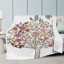 Load image into Gallery viewer, Ti Amo I love you - Exclusive Brand  - Colorful Tree with Birds - Micro Fleece Blankets
