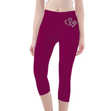 Load image into Gallery viewer, Ti Amo I love you - Exclusive Brand  - Tyrian Purple - Angry Fish -  Womens / Teen Girls / Womens Plus Size - Capri Yoga Leggings - Sizes XS-3XL
