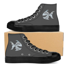 Load image into Gallery viewer, Ti Amo I love you - Exclusive Brand - Davy&#39;s Grey - Angry Fish - High Top Canvas Shoes - Black  Soles
