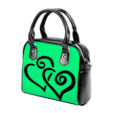 Load image into Gallery viewer, Ti Amo I love you - Exclusive Brand - Guppies Green - Double Black Heart -  Shoulder Handbag
