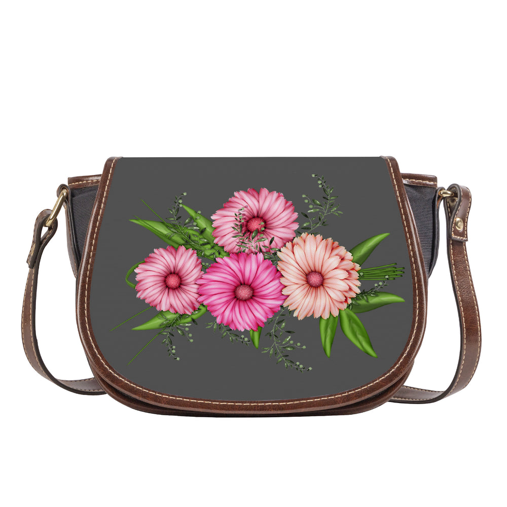 Ti Amo I love you - Exclusive Brand - Davy's Grey - Pink Floral - Saddle Bag